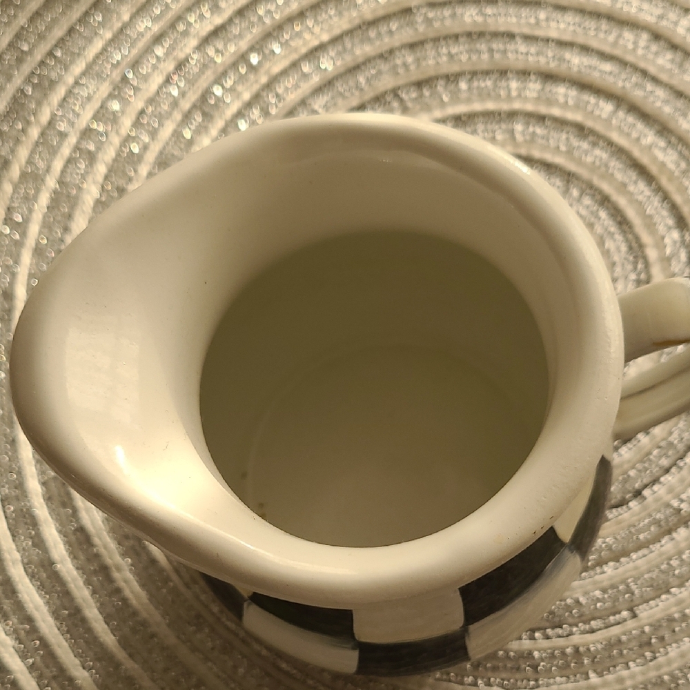 MacKenzie-Childs Black and White Checkered Metal Creamer - Picture 3 of 7